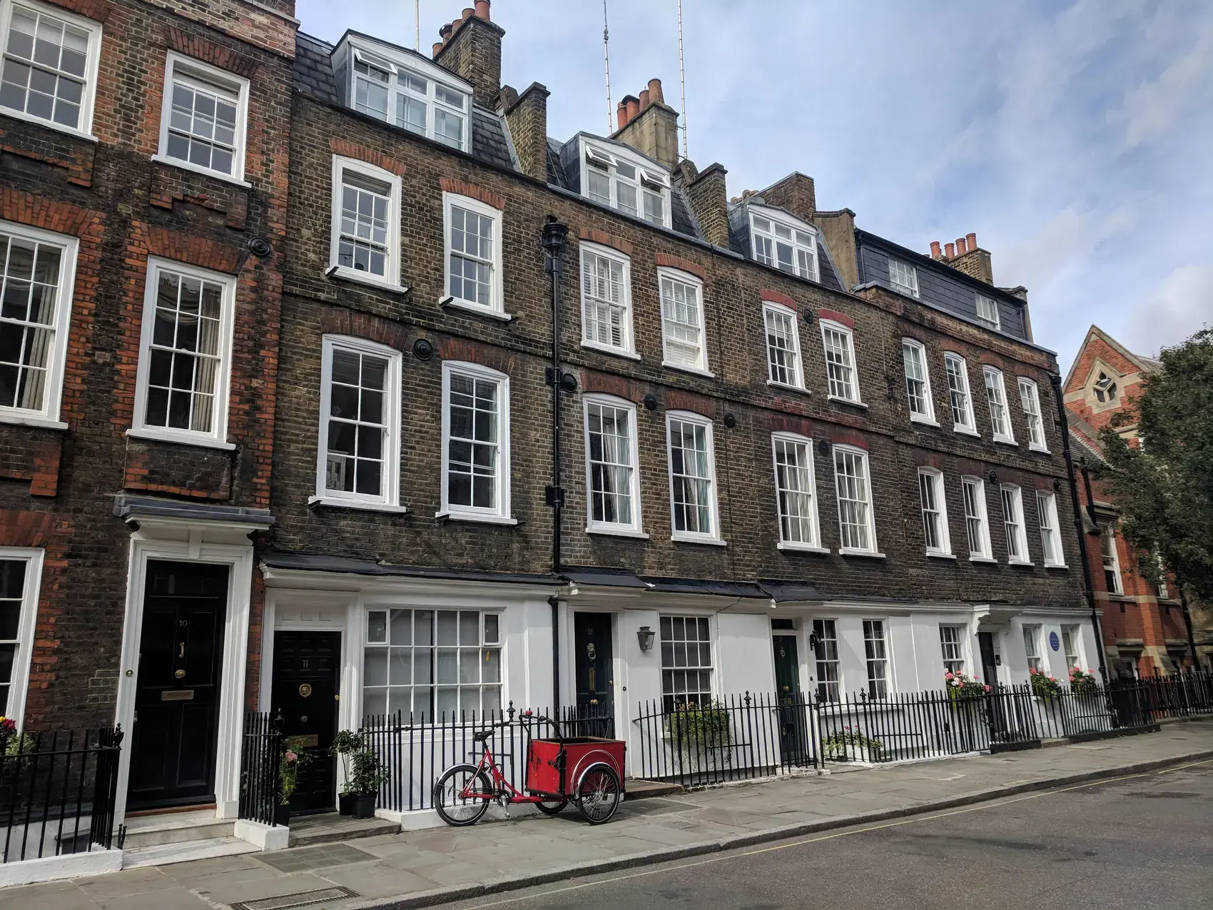 A row of Georgian terraced houses in London